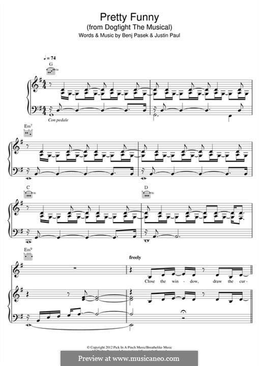 Pretty Funny (from Dogfight the Musical): Für Stimme und Klavier (oder Gitarre) by Justin Paul, Benj Pasek