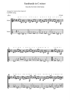 Suite für Cello Nr.5 in c-Moll, BWV 1011: Sarabande, for guitar by Johann Sebastian Bach