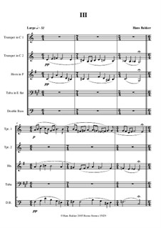 Quintetto for two trumpets, horn, tuba and double bass: Teil III by Hans Bakker