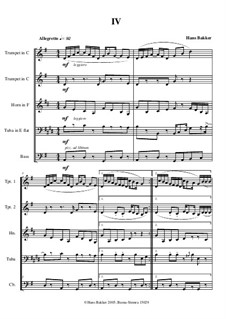 Quintetto for two trumpets, horn, tuba and double bass: Teil IV by Hans Bakker