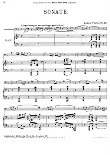 Sonate für Cello und Klavier, Op.22: Partitur by Ludwig Thuille