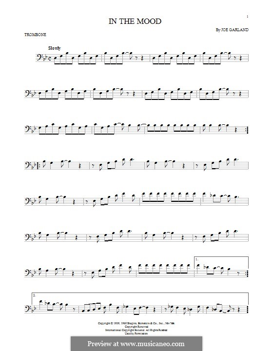 In the Mood (Glen Miller): For trombone by Joe Garland