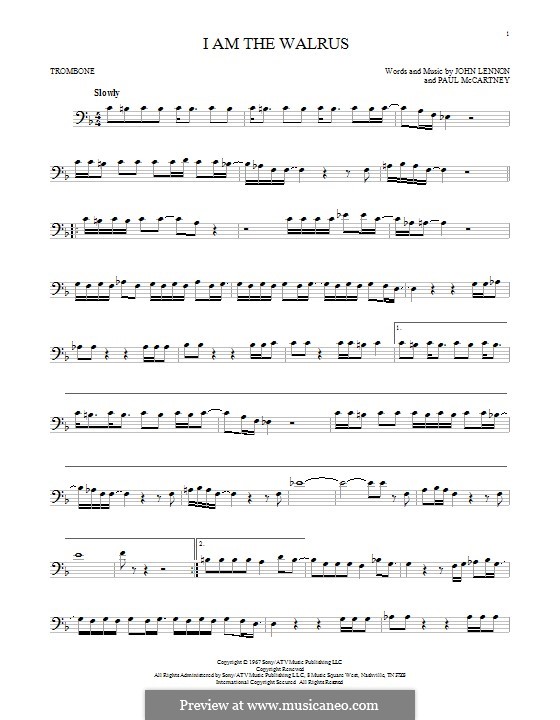 I am the Walrus (The Beatles): For trombone by John Lennon, Paul McCartney