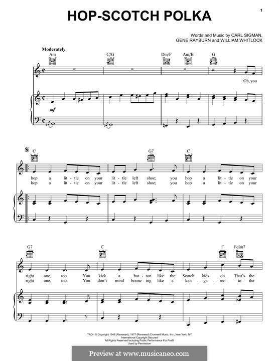 Hop-Scotch Polka: Für Stimme und Klavier (oder Gitarre) by Carl Sigman, William Whitlock