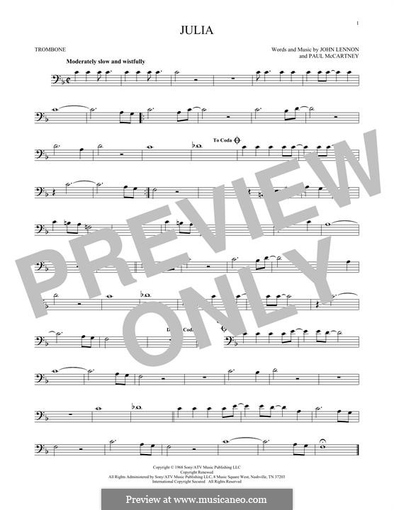 Julia (The Beatles): For trombone by John Lennon, Paul McCartney