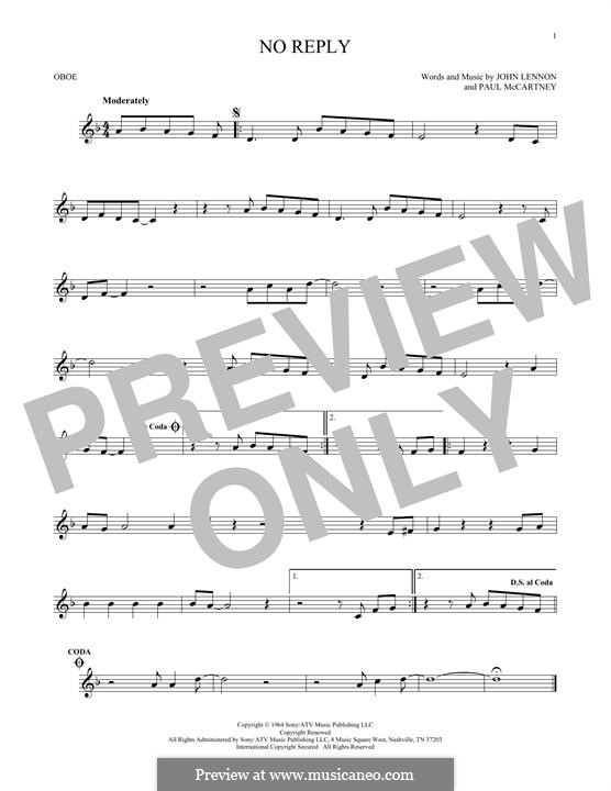 No Reply (The Beatles): For oboe by John Lennon, Paul McCartney