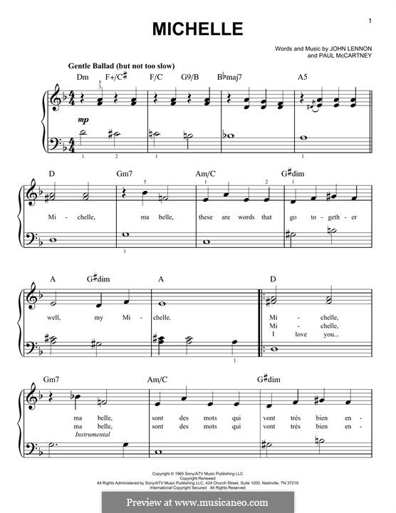 Michelle (The Beatles), for One Instrument: Für Klavier by John Lennon, Paul McCartney