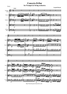 Concerto for Trumpet and String Orchestra in D Major: Score and parts by Leopold Mozart