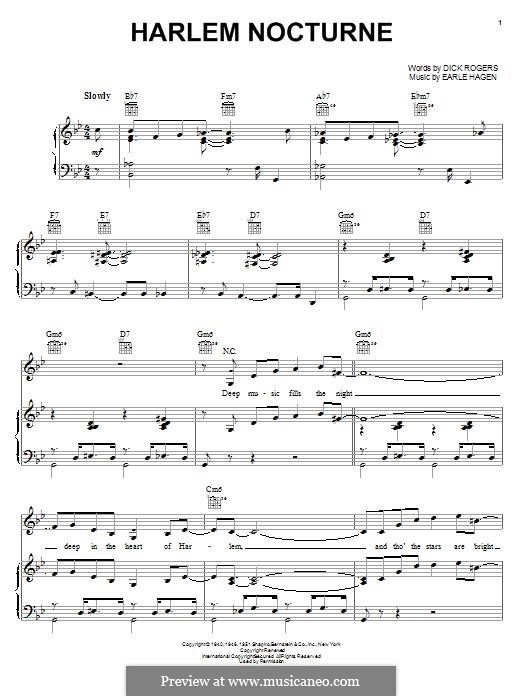 Harlem Nocturne (Duke Ellington): Für Stimme und Klavier (oder Gitarre) by Earle Hagen