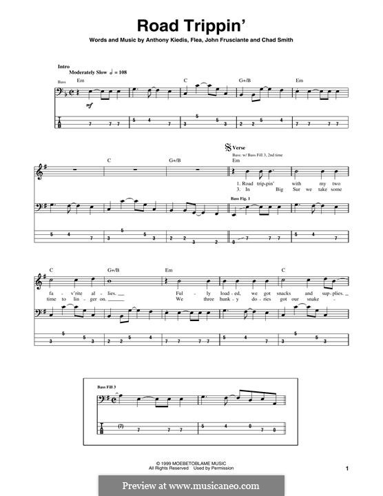 Road Trippin' (Red Hot Chili Peppers): Für Bassgitarre mit Tabulatur by Flea, Anthony Kiedis, Chad Smith, John Frusciante