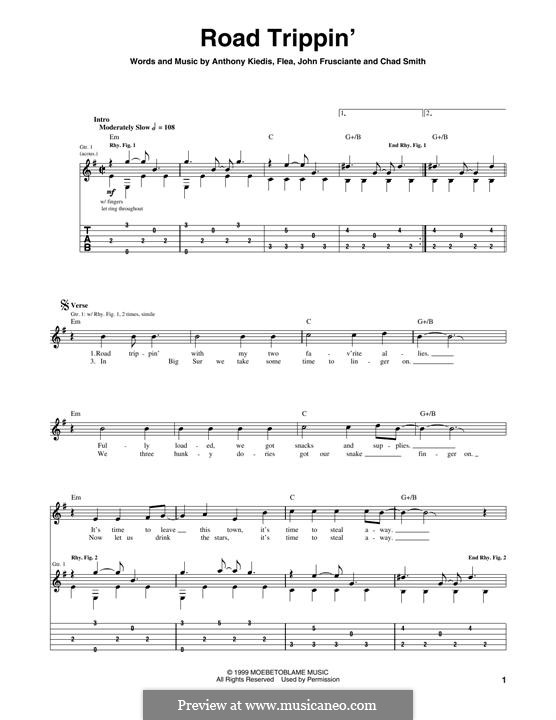 Road Trippin' (Red Hot Chili Peppers): Für Gitarre mit Tabulatur by Flea, Anthony Kiedis, Chad Smith, John Frusciante