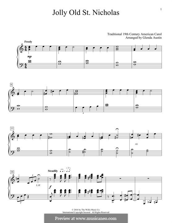 Jolly Old St. Nicholas: Für Klavier by folklore