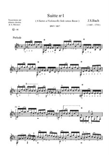 Suite für Cello Nr.1 in G-Dur, BWV 1007: Prelude. Version for guitar by Johann Sebastian Bach
