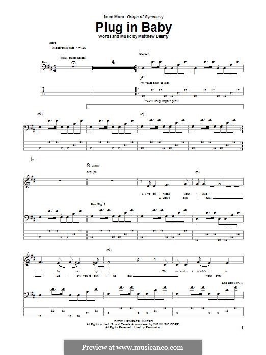 Plug in Baby (Muse): Für Bassgitarre mit Tabulatur by Matthew Bellamy
