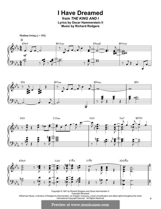 I Have Dreamed (from The King and I): Für Klavier by Richard Rodgers