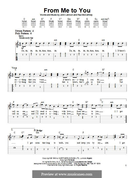 From Me to You (The Beatles): Für Gitarre mit Tabulatur by John Lennon, Paul McCartney