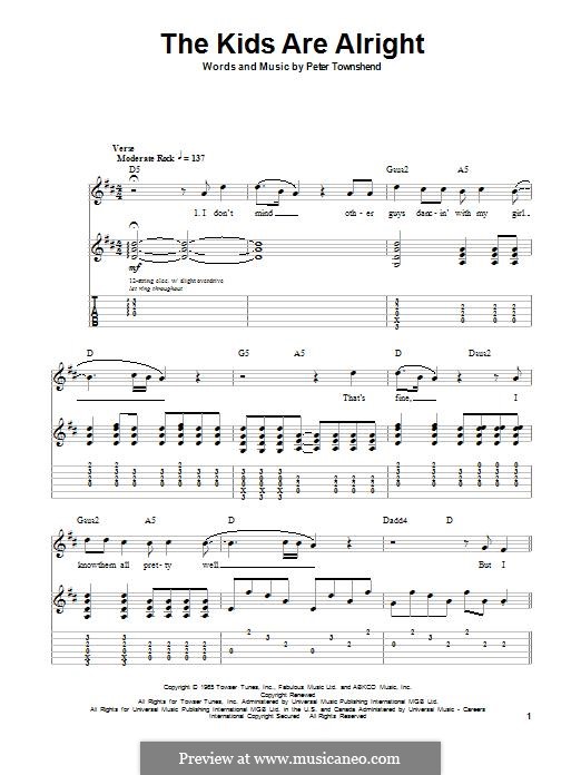 The Kids are Alright (The Who): Für Gitarre mit Tabulatur by Peter Townshend