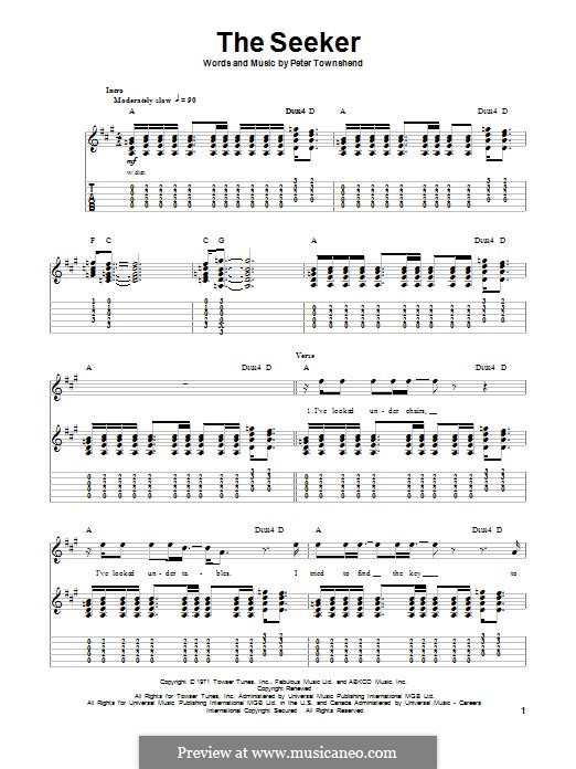 The Seeker (The Who): Für Gitarre mit Tabulatur by Peter Townshend