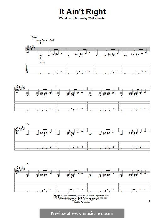 It ain't Right (John Mayall's Bluesbreakers): Für Gitarre mit Tabulatur by Walter Jacobs