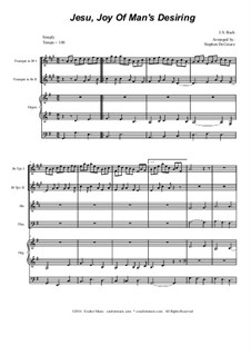 Wohl mir, dass ich Jesum habe: For brass quartet and organ by Johann Sebastian Bach