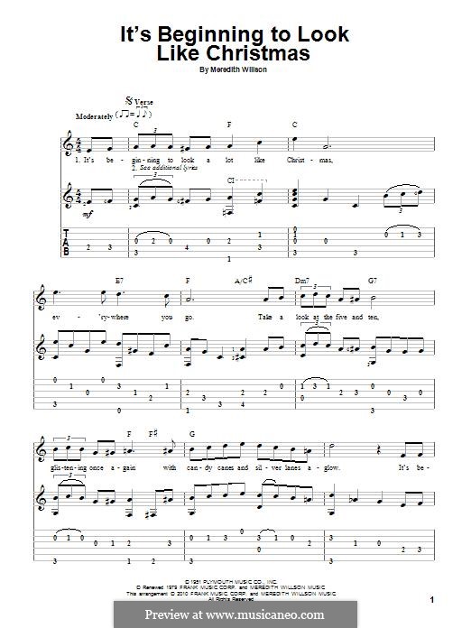 It's Beginning to Look a Lot Like Christmas (Perry Como): Für Gitarre mit Tabulatur by Meredith Willson