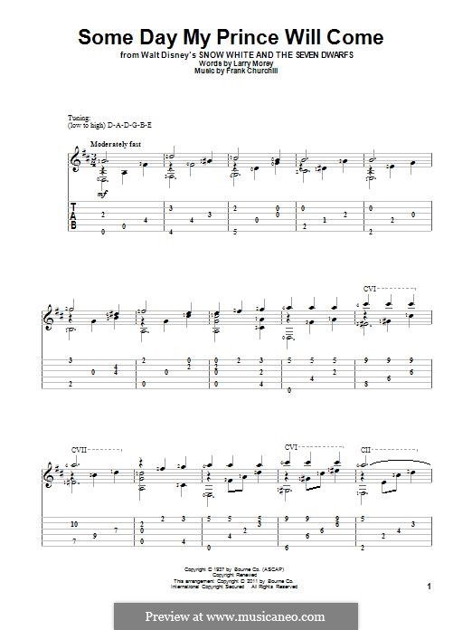 Some Day My Prince Will Come (from Snow White and The Seven Dwarfs): Für Gitarre mit Tabulatur by Frank Churchill