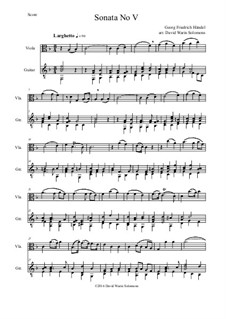 Sonate für Flöte und Cembalo in F-Dur, HWV 369 Op.1 No.11: Version for viola and guitar by Georg Friedrich Händel