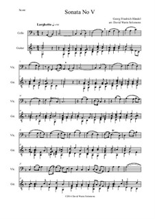 Sonate für Flöte und Cembalo in F-Dur, HWV 369 Op.1 No.11: Version for cello and guitar by Georg Friedrich Händel