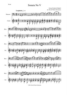 Sonate für Flöte und Cembalo in F-Dur, HWV 369 Op.1 No.11: Version for bassoon and guitar by Georg Friedrich Händel