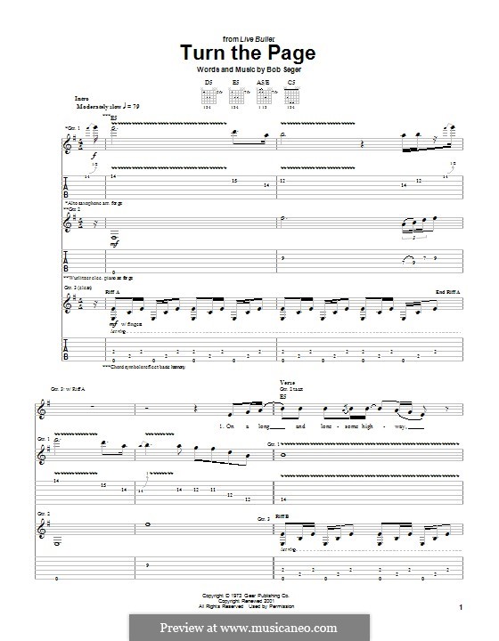 Turn the Page: Für Gitarre mit Tabulatur by Bob Seger