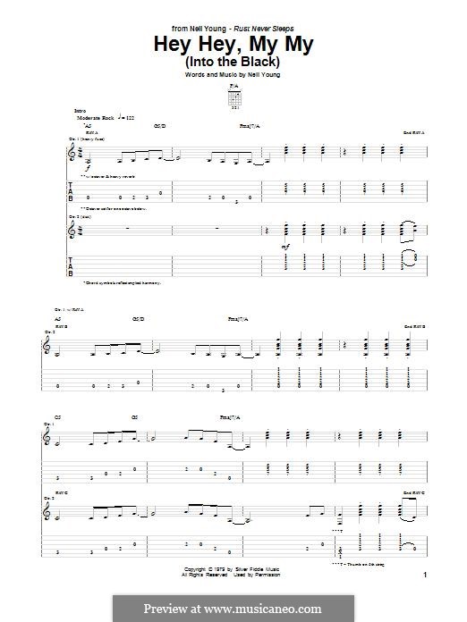 Hey Hey, My My (Into the Black) Oasis: Für Gitarre mit Tabulatur by Neil Young