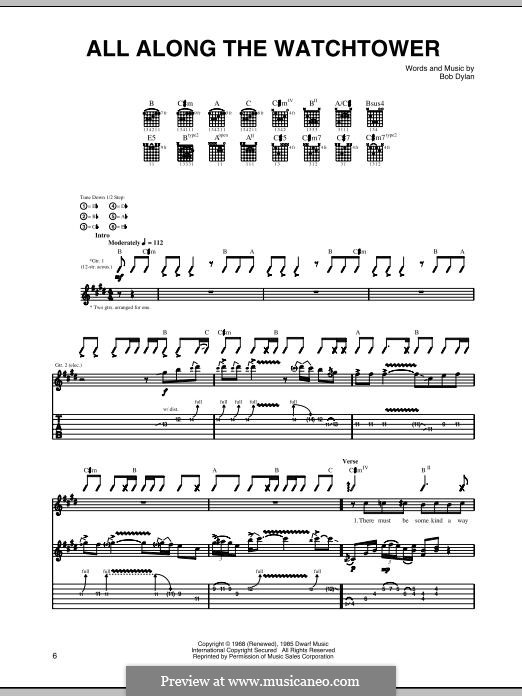 All Along the Watchtower: Für Gitarre mit Tabulatur by Bob Dylan