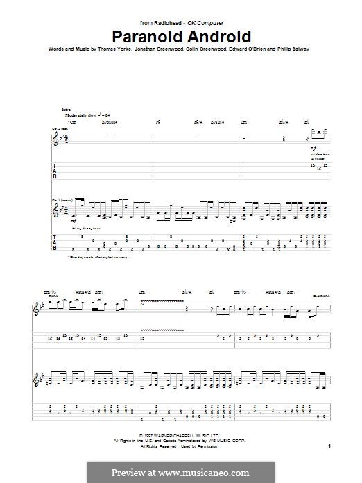 Paranoid Android (Radiohead): Für Gitarre mit Tabulatur by Colin Greenwood, Ed O'Brien, Jonny Greenwood, Phil Selway, Thomas Yorke