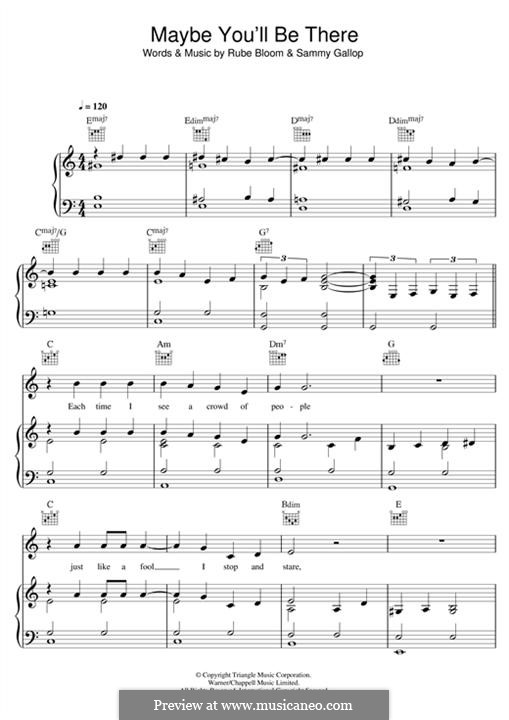 Maybe You'll Be There: Für Stimme und Klavier (oder Gitarre) by Rube Bloom, Sammy Gallop