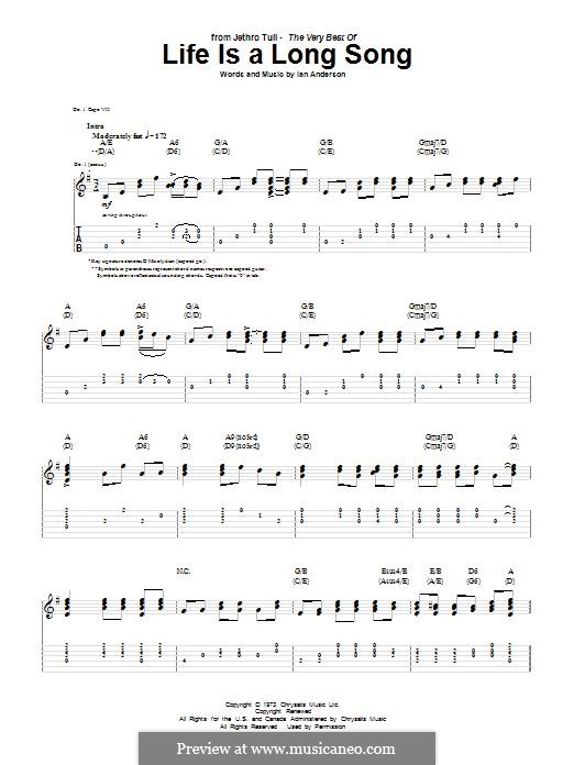 Life Is a Long Song (Jethro Tull): Für Gitarre mit Tabulatur by Ian Anderson