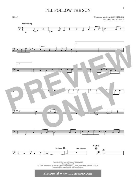 I'll Follow the Sun (The Beatles): Für Cello by John Lennon, Paul McCartney