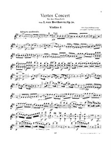 Vollständiger Konzert: Version für Streichquintett – Violinstimme I by Ludwig van Beethoven
