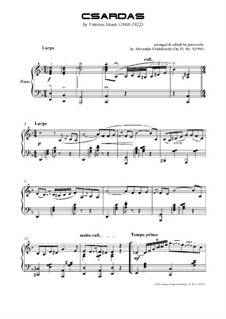 Csardas: Für Klavier, Op.19 No.5 by Vittorio Monti