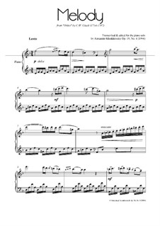 Melodie: Für Klavier, Op.19 No.4 by Christoph Willibald Gluck
