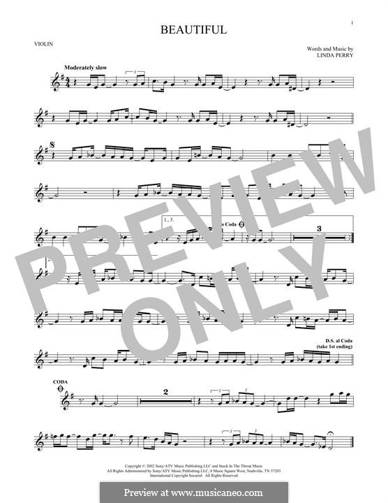 Beautifull (Christina Aguilera & Beverly McClellan): Für Violine by Linda Perry