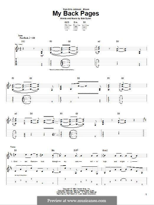 My Back Pages: Für Gitarre mit Tabulatur by Bob Dylan