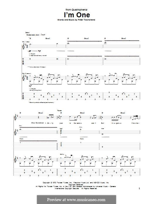 I'm One (The Who): Für Gitarre mit Tabulatur by Peter Townshend