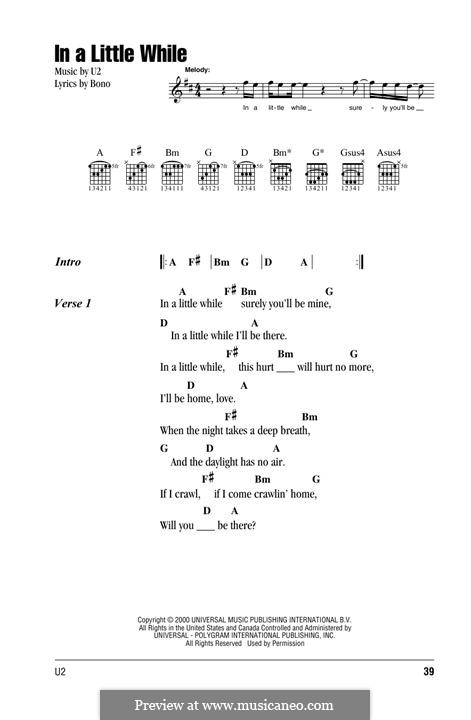 In a Little While (Uncle Kracker): Text und Akkorde by U2