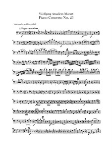 Konzert für Klavier und Orchester Nr.25 in C-Dur, K.503: Cello- und Kontrabass-Stimme by Wolfgang Amadeus Mozart