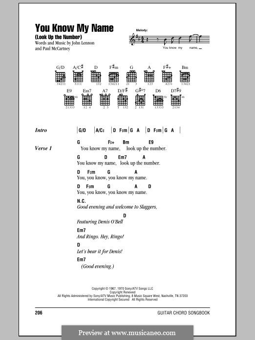 You Know My Name (Look Up the Number): Text und Akkorde by John Lennon, Paul McCartney