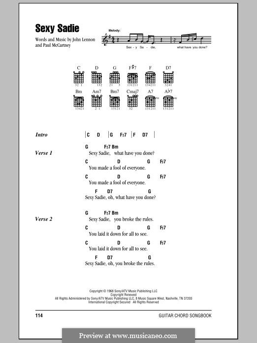 Sexy Sadie (The Beatles): Text und Akkorde by John Lennon, Paul McCartney