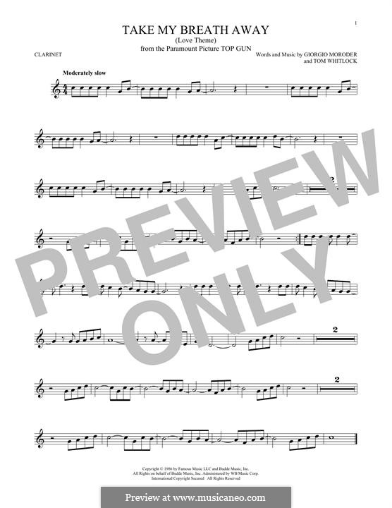 Take My Breath Away (Berlin): Für Klarinette by Giorgio Moroder