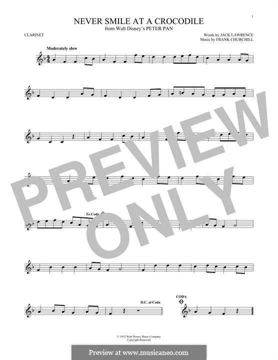 Never Smile at a Crocodile: Für Klarinette by Frank Churchill