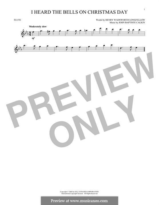 I Heard the Bells on Christmas Day: Für Flöte by John Baptiste Calkin