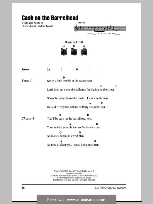 Cash on the Barrelhead (The Louvin Brothers): Text und Akkorde by Charlie Louvin, Ira Louvin